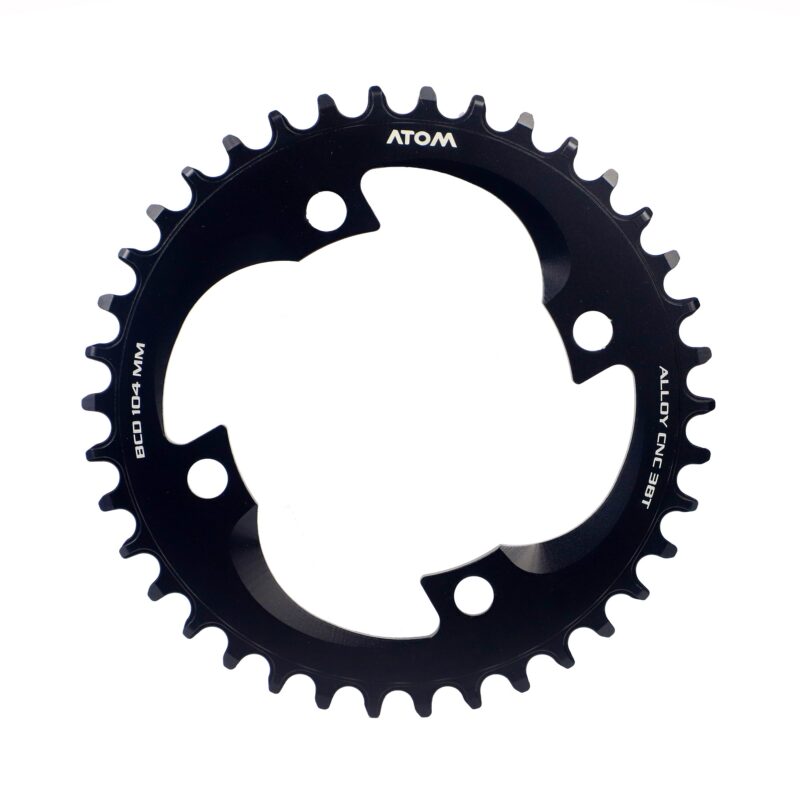 PLATO ATOM AS320 38T 12V BCD: 104MM NEGRO ANODIZADO