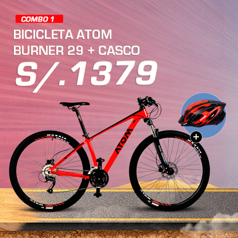 COMBO 1: BICICLETA ATOM BURNER 29 + CASCO ATOM